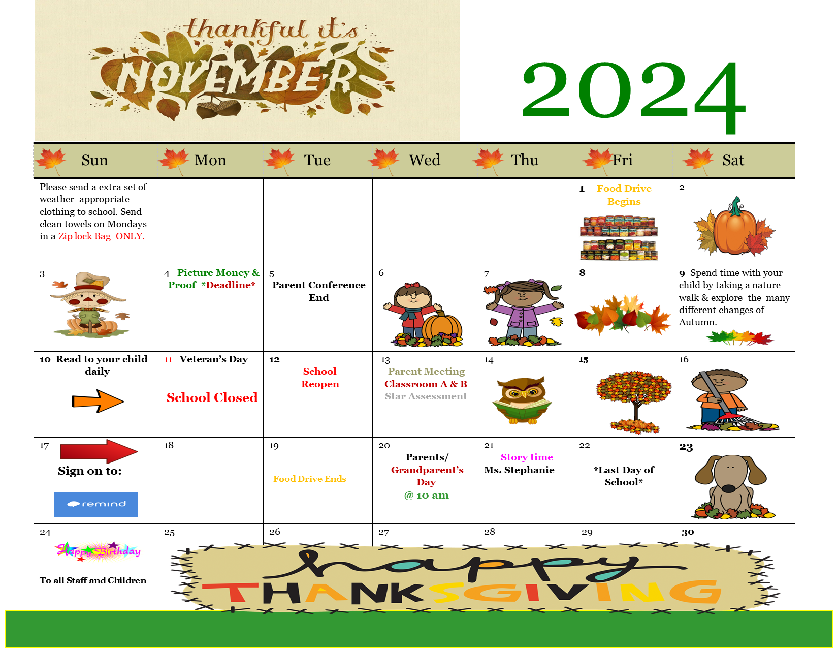 November Calendar 2024