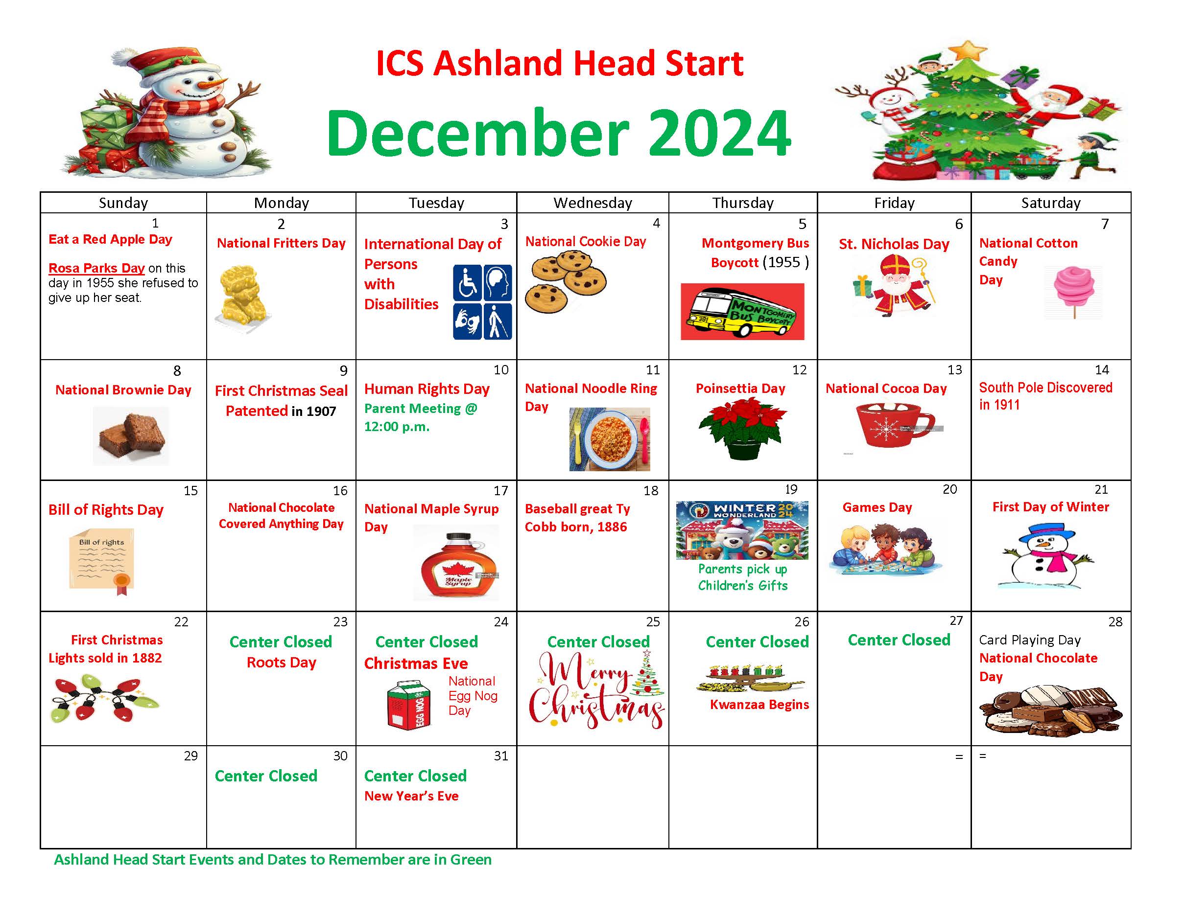 Ashland-December Calendar 2024