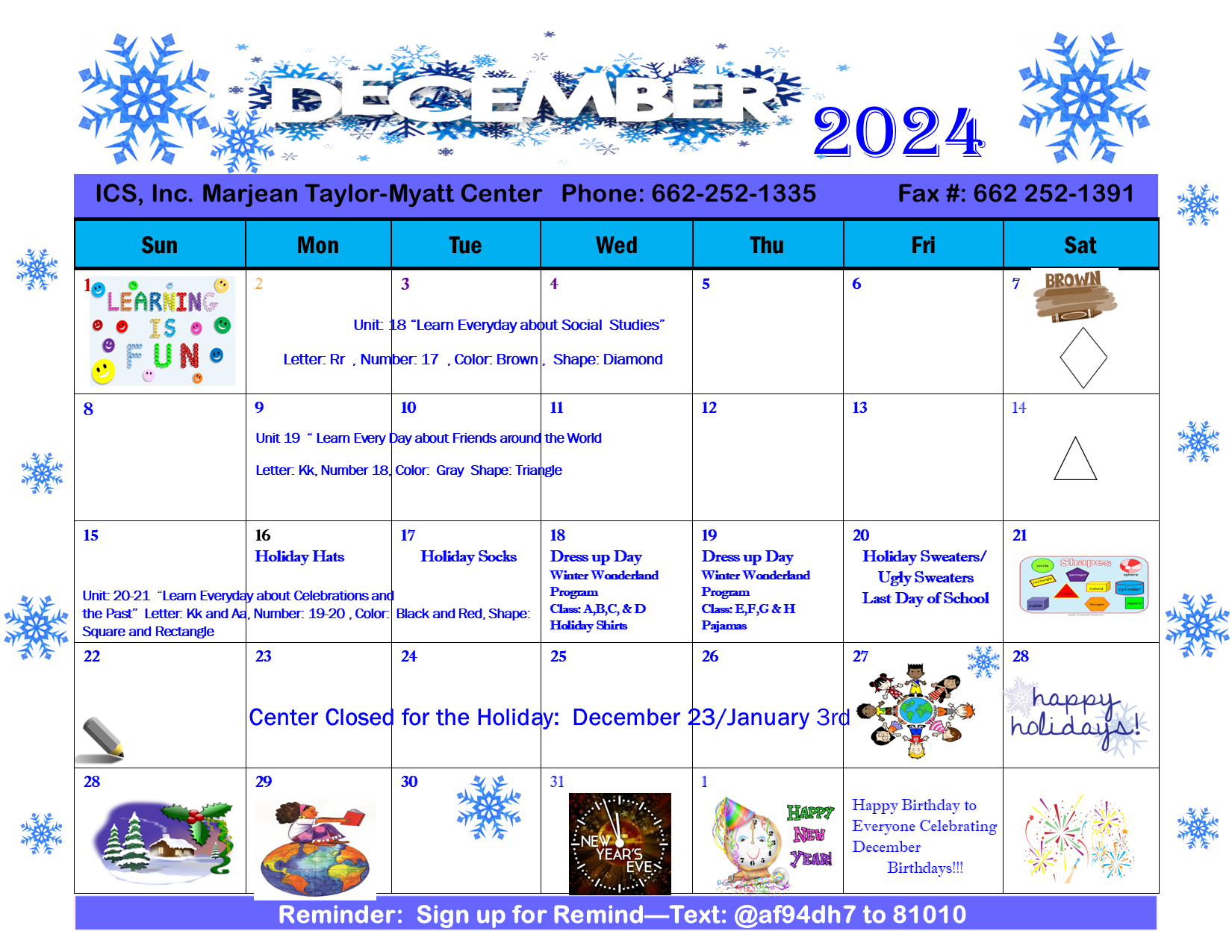 MTM December Calendar 2024