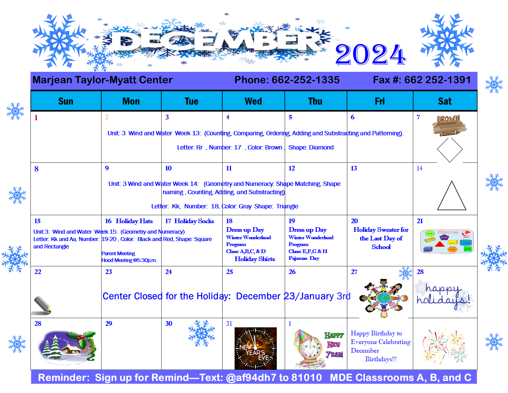 MTM December Calendar MDE 2024