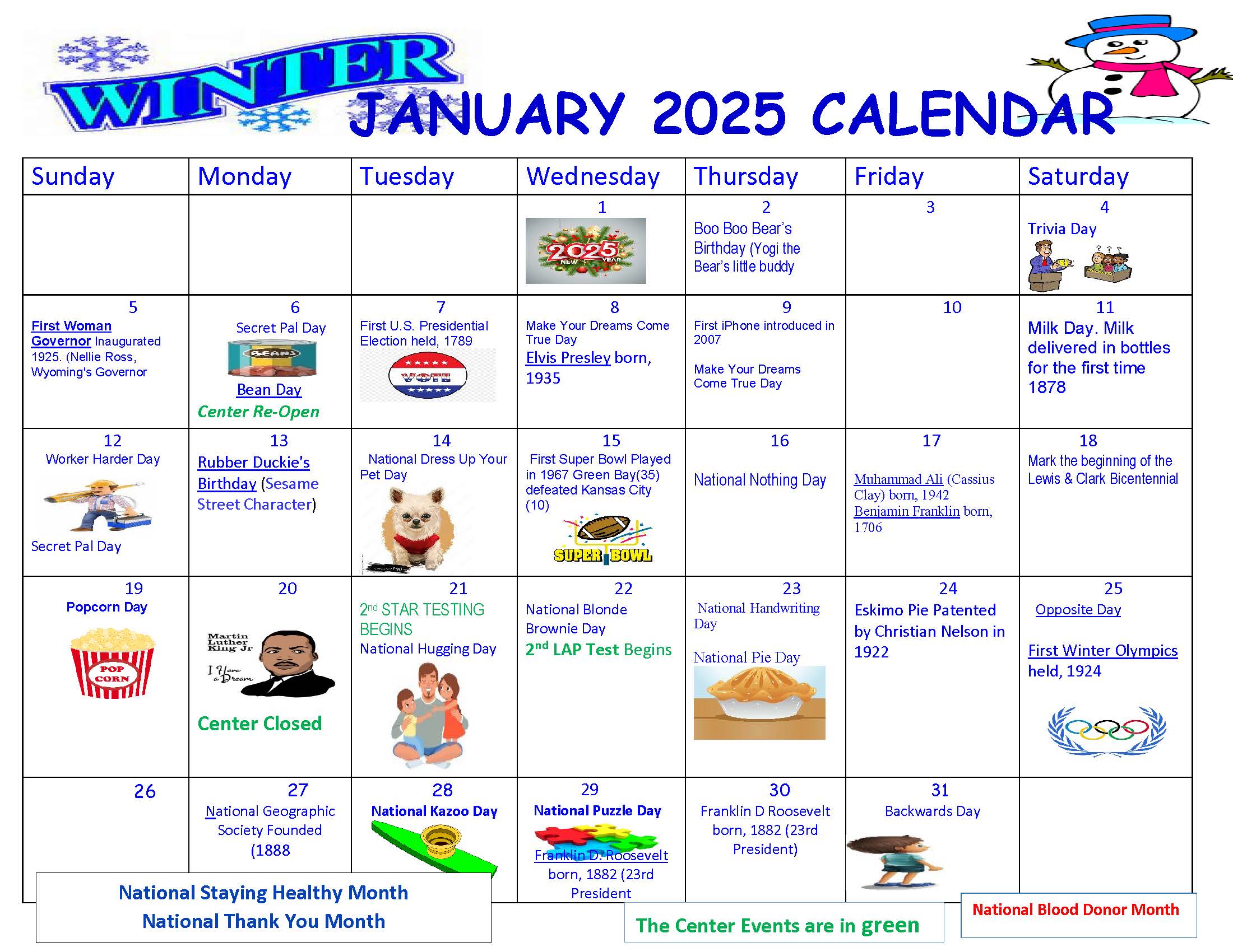 January 2025 Calendar