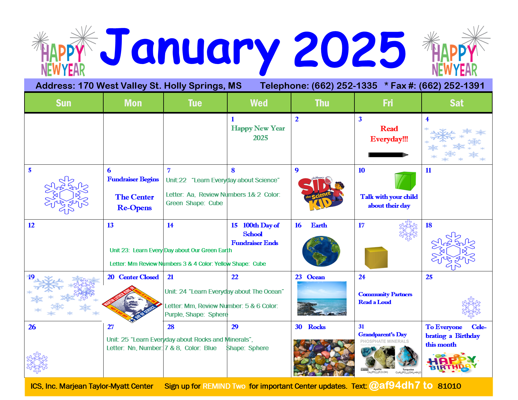 MTM January 2025 Calendar