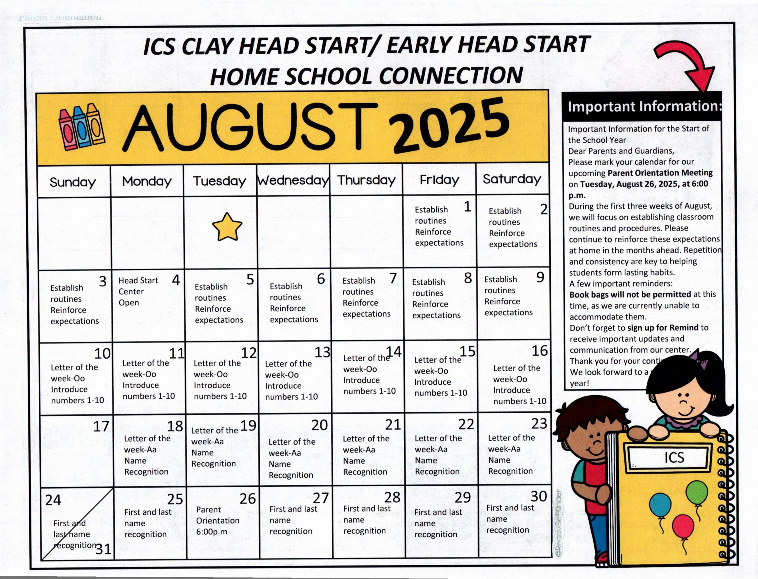 CLAY- AUGUST CALENDAR CLAY- AUGUST CALENDAR